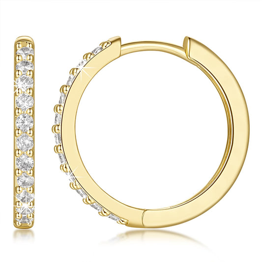 NEARLAND 14K Gold Hoop Earrings for Women 14K Gold Earrings for Women Small Gold Hoop Earring for Womens with Round Cubic Zirconia Lightweight Huggie Hoops Earring for Womens 12/14/16/20/25/30mm