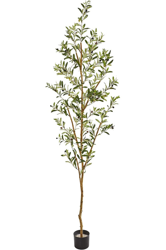 Nearly Natural 82in Artificial Olive Tree, Faux Greenery with Lifelike Branches for Indoor Home Decor
