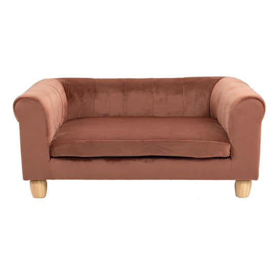 CRITTER SITTERS 33” Faux Suede Ped Bed in Brown, Durable Washable Sofa Couch for Small & Medium Cats & Dogs, Must Have Accessory for Yorkies, Shih Tzus & Frenchies, Kitten & Puppy Essential Furniture