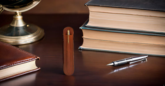 CestAntiQ Handmade Genuine Leather Single Pen Case, Luxury Brown Fountain Pen Sleeve Holder, Protective Cover for Vintage and Modern Pens, Leather Pen Pouch, Gift for Pen Enthusiasts, Pen Storage
