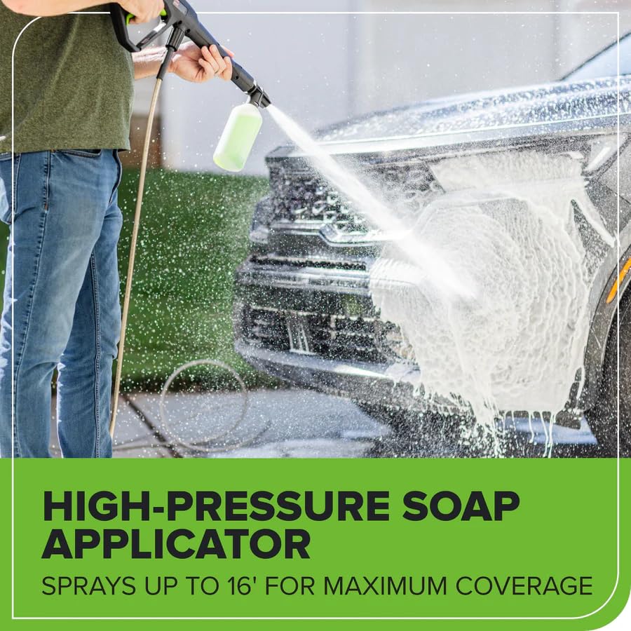 Greenworks 1900 PSI (SGS Certified) 1.2 GPM 13Amp Portable Compact Electric Pressure Washer, Power Washer for Cars, Driveways, Patios, Patio Furniture & Around Pools