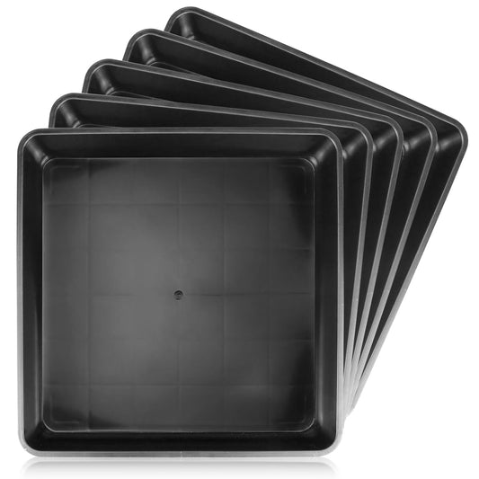LNQ LUNIQI 5Pcs Square Plastic Plant Saucer 13 Inches Flower Pot Bottom Seat Flower Pot Tray Thick Plastic Drip Tray for Outdoor and Indoor Plant Pots（Black）