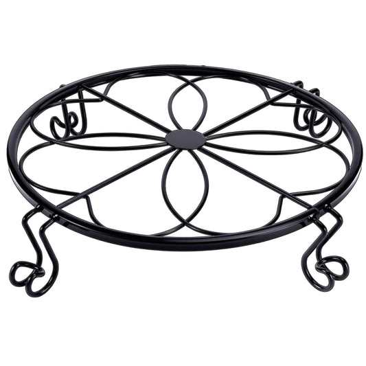 1/2/4 Pack 9/10/12 Inch Heavy Duty Iron Plant Stands - Rustproof Metal Flower Pot Holder for Indoor Outdoor Use, Round Wrought Iron Planter Stand for Corner Gardening, Patio, Balcony Decor- Black (9IN1PCS)