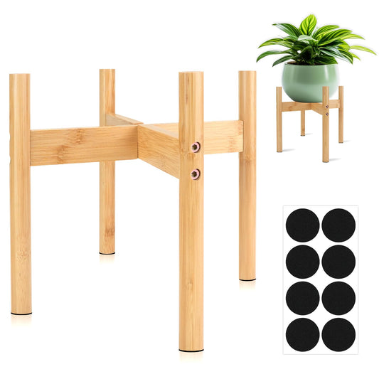 RETON Wood Plant Stand Indoor, Mid Century Modern Indoor Plant Stand, Wooden Plant Holder, Modern Bamboo Flower Pot Stand for Indoor, Outdoor, Garden, Yard, Office (9.9in, Medium)
