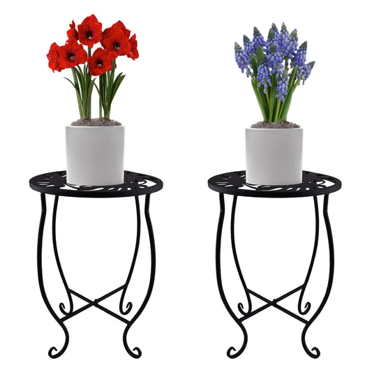 TLBTEK 2 pcs 10 inch Round Indoor Planter Stand,Metal Plant Stands Outdoor ,Modern Flower Pot Stand Holder Rack Display for Home,Kitchen,Patio,Garden, Corner, Balcony and Bedroom
