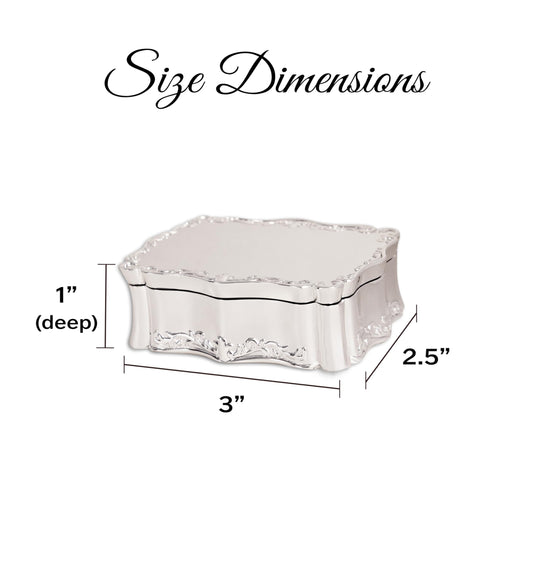 Cherished Moments Rectangle Shaped Jewelry Keepsake Box for Jewelry, Trinkets or Special Treasures, Silver Toned