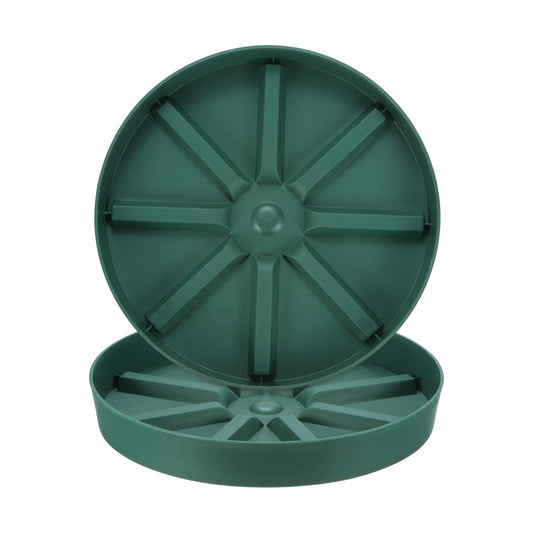 M METERXITY 2-Pack Plant Saucer, 9 Inch Flower Pot Saucers, Thicker Anti-Rot Root Plastic Plant Saucer for Indoor/Outdoor Potted Plant/Plant Water Catcher Tray [Green]