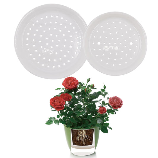 SnowTing 2 PCS Planter Insert for Large Pots, 8.66'' & 11'' Round Tall Flower Pot Liners with Drainage Holes, White Plastic Planter Inserts to Save Potting Soil for Indoor & Outdoor Use