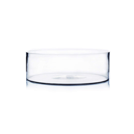 WGV Cylinder Vase, Open Width 12", Height 4", Clear Flat Pan Style Container, Planter Terrarium, Floral Centerpiece for Wedding Party Event, Home Office Decor, 1 Piece