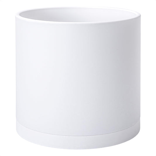 D'vine Dev 14 Inch White Plastic Planter Pots for Plant Pot with Drainage Hole and Seamless Saucers, 74-X-A-4