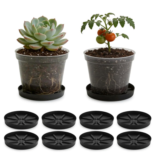 Elevated Plant Saucer 10P, 7.5 Inch Round Pot Tray with Raised Base for Indoor Outdoor Potted Plants– Extra Deep Design to Catch Overflow Water, Thick Drip Plate for Succulents & Houseplants