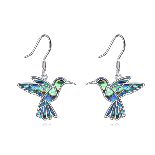 Hummingbird Earrings for Women Sterling Silver Abalone Hummingbird Dangle Earrings Jewelry Gifts for Bird Lovers