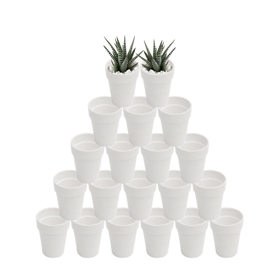 XXYXXY 2.95 inch Clay pots mini Craft Nursery Cactus pots Permeable Succulent Pottery pots DIY Home Office Desktop Window sill Decoration Wedding-White (20)