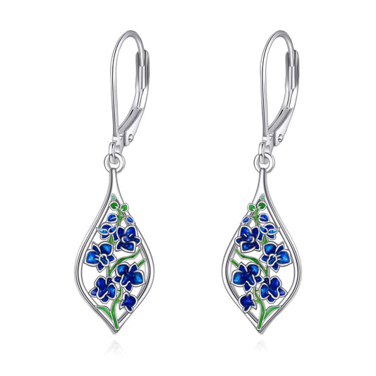 Orchid Earrings 925 Sterling Silver Enamel Flower Orchid Earrings for Women