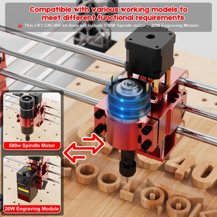 COOLOOK CNC400 Woodworking Engraver Desktop CNC Router 400x400mm CNC Router Machine for Wood, Acrylic, Carbon Fiber, 50mm Depth, 0.05mm Precision, GRBL Control