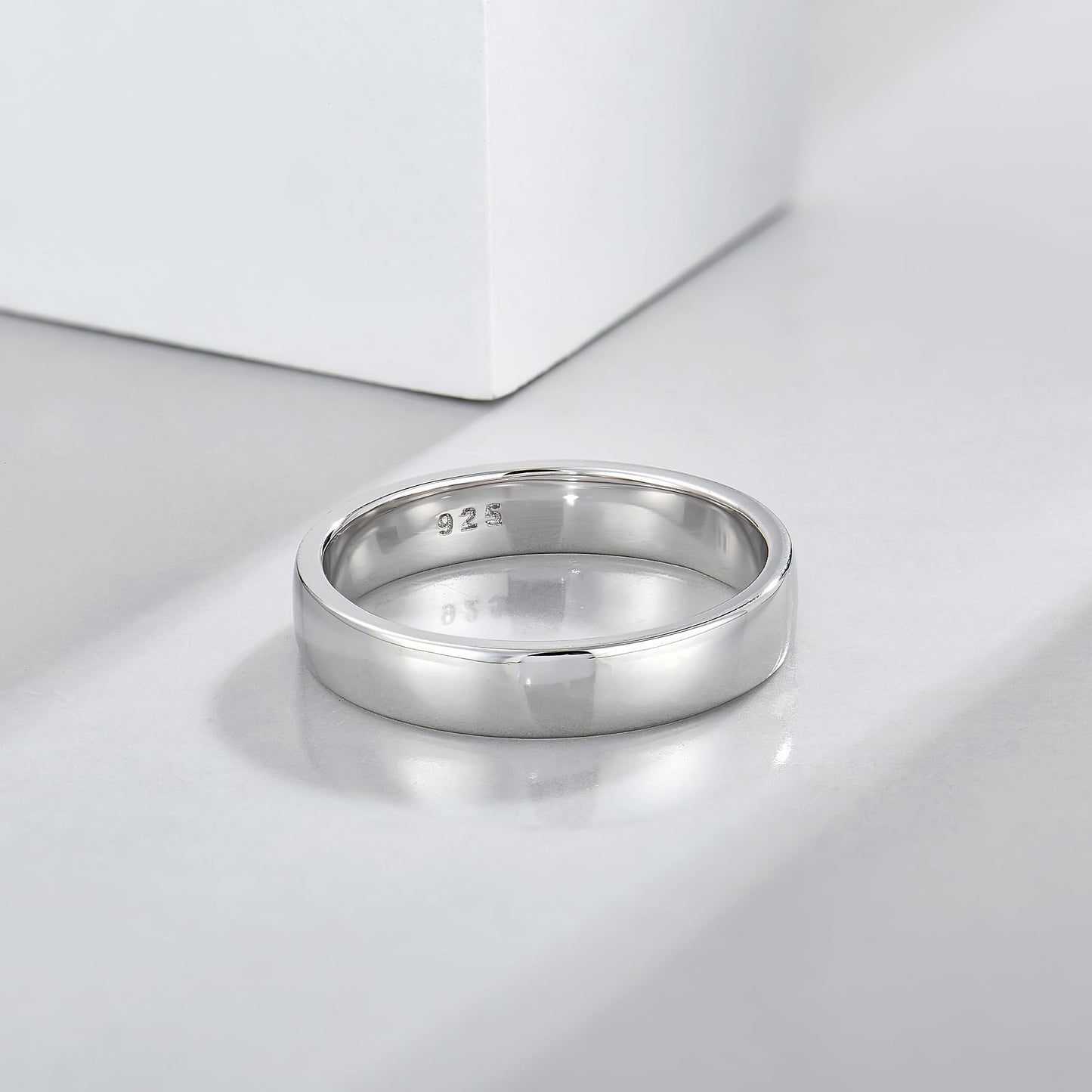 STARCHENIE Solid 925 Sterling Silver 5mm Wedding Band Ring, Comfort Fit High Polish, for Men and Women (Size 5)