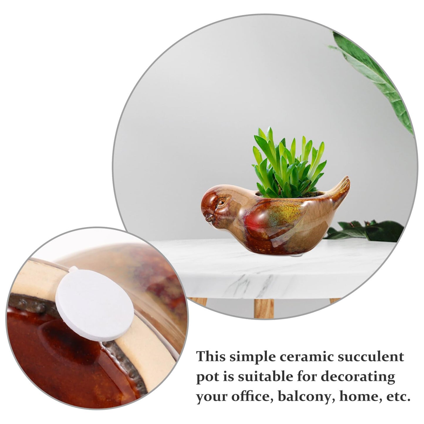 CALLARON Ceramic Succulent Planter Pot Bird Shaped Small Flowerpot for Indoor Plants, Glazed Pottery Bonsai Container for Home and Office Decor