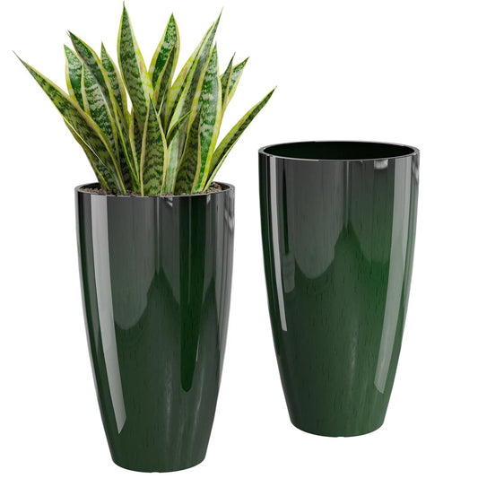 QCQHDU 21 inch Tall Planters for Outdoor & Indoor Plants, 2 Pack Sturdy Plant-Flower-Tree Pots for Front Porch Patio Deck Living Room Decor