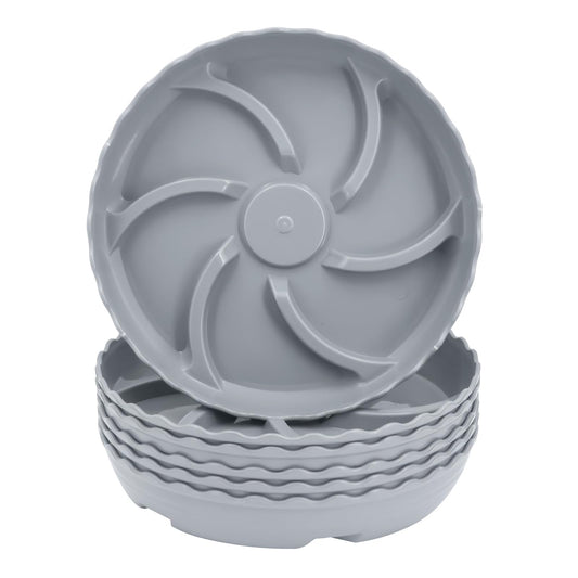ittyfei 6 Pack 8 Inch Plant Trays for Pots, Raised Ridge Plant Saucers,6 10 12 14 Inch Durable Plastic Plant Pot Saucer,Gray Round Plant Water Catcher Tray for Indoors and Outdoors(Gray, 8‘’6pack)