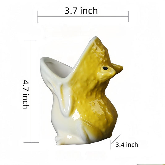 SUSOYAOCHEN Cute Animal Ceramic Succulent Plant Pots, Aloe Cactus Indoor Outdoor Small Bonsai Planter Flowerpot Use for Home Garden Decoration,Plants Not Included (Yellow)