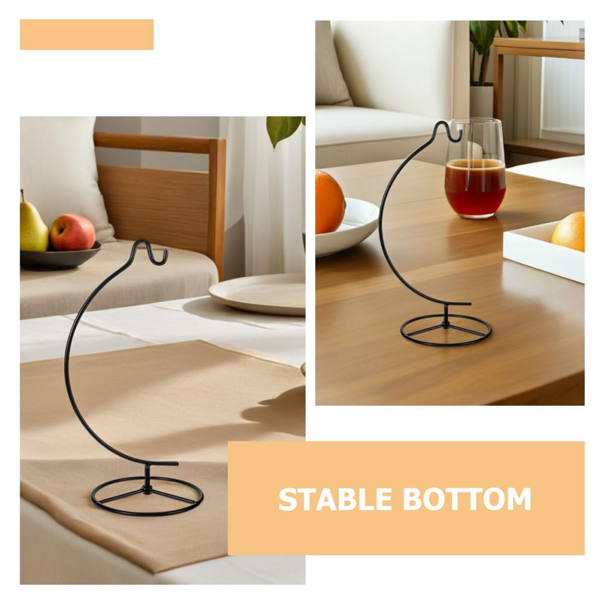 jojofuny 2pcs Metal Moon-shaped Hanging Ornament Display Stand Holder for Air Plant Terrariums and Glass Globe Pots Indoor Home Décor Hanging Rack