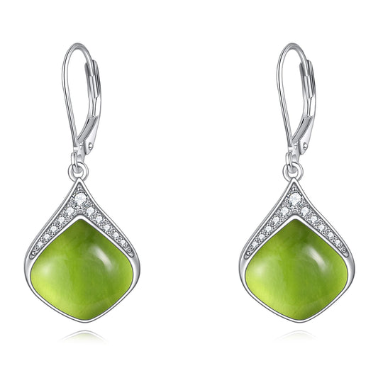 Peridot Teardrop Earrings for Women Sterling Silver Cubic Zirconia Teardrop Drop cubic Zirconia Dangle Earrings Jewelry Christmas Gifts for Women
