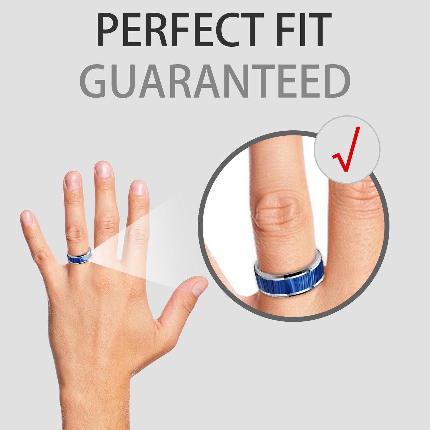 HJIMMNHONG New Carbon Fiber Fashion Rings Double Beveled Edge Delicate Polished Simple Stainless Steel Mens and Women Rings,8mm,Size Available (Peacock Blue, 9)