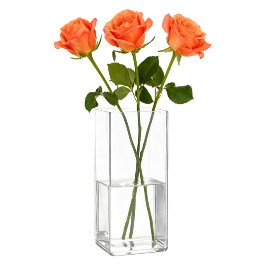 Guluto Acrylic Square Flower Vase, Non-breakable Vase, 4" x 4" x 8" Tall Clear Vases for Flower, Large Cube Floral Plant Container, Planter Terrarium for Wedding Party Event, Home Office Decor