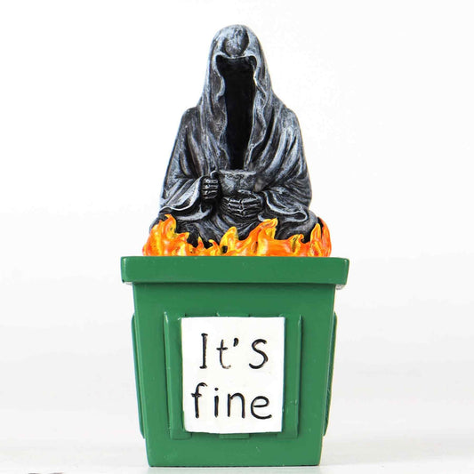 TTDOM Grim Reaper Statue Gothic Decor Dumpster Fire Gifts for Coworkers Boss Gifts Housewarming Gifts Bookshelf Decor for Home Office
