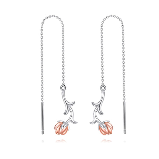Lotus Earring for Women Sterling Silver Pink Lotus Ear thread Jewelry Gifts for Women