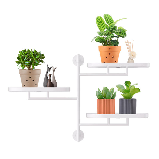 YFFSRJDJ Rotating Window Plant Shelves for Multiple Plants Indoors,3-tier Metal Corner White Plant Stand Holder Floating Plant Shelf for Wall，Windows Sill Gifts for Plant Lovers to Enhance Home Decor