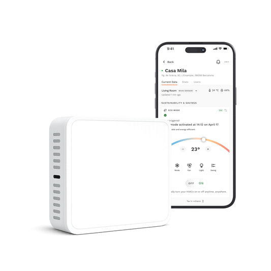 Layla Eco Smart Sensor for Air Quality Monitor, AC Control CO, WiFi Quality, Energy Savings Monitoring | Ideal for Airbnb, Homes & Offices | Tracks Temp, Humidity, Smoke, Noise & More