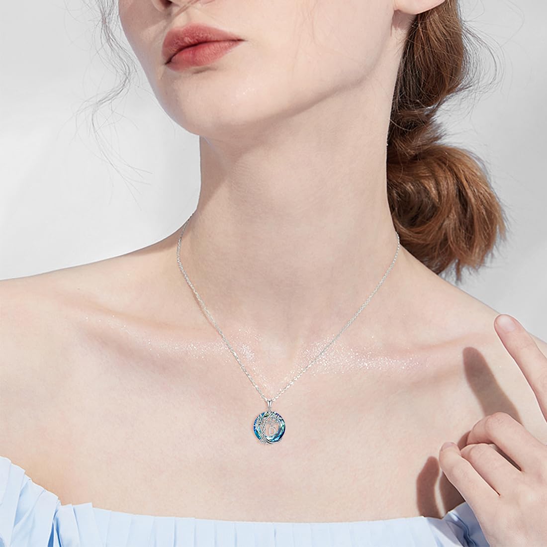TOUPOP Tree of Life Initial Necklace Gifts for Women Sterling Silver Initial D Letter Jewelry Irish Crystal Pendant Birthday Gifts for Women Her Mom Wife Daughter