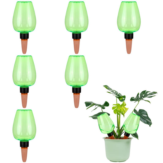 6Pcs 16.9 oz Large Plant Self Watering Globes Top Fill Plastic Water Bulbs Slow Release Terracotta Self Watering Planter Insert Watering Devices System Water Spikes Stakes for Indoor Outdoor Plant