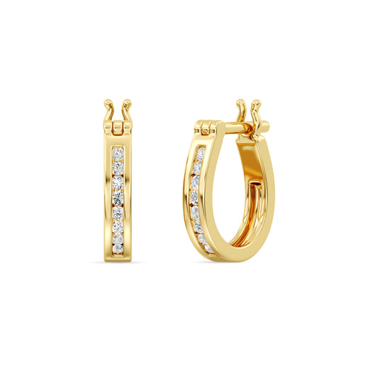 Gilded 1/4 Carat Total Weight Lab-Grown Diamond U-Shaped Hoop Earrings for Women in 14KT Gold Plated Sterling Silver | Hypoallergenic Fine Jewelry | Click Top Closure | SI1 Clarity, F Color