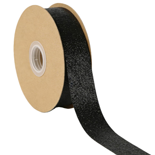 Meseey Black Glitter Ribbon 7/8 Inch x 25 Yards Sparkle Ribbons for Homecoming Mums Wrapping, DIY Crafts, Wreaths, Tree Ornaments, Wedding Parties, Home Decoration