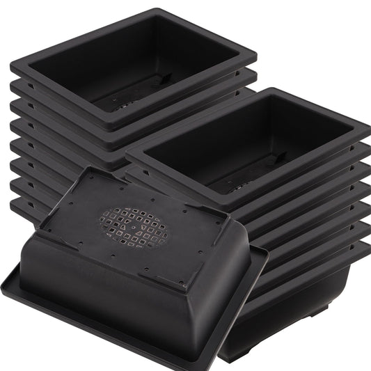 MOUYAT 15 PCS 8.9 Inch Bonsai Training Pots, Rectangular Plastic Bonsai Tree Growing Large Planter Pot for Plants, Garden, Yard, Office, Balcony, Home Decoration