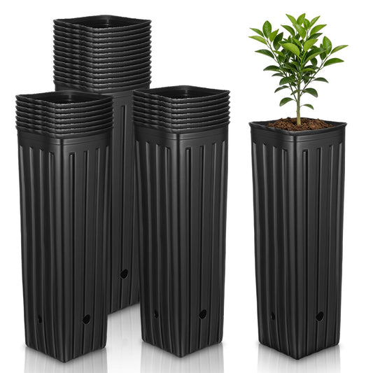 Sewroro 30 Pcs Plant Grow Bags Plastic Thickened Nursery Seedling Bags Gardening Planting Containers for Trees and Flowers