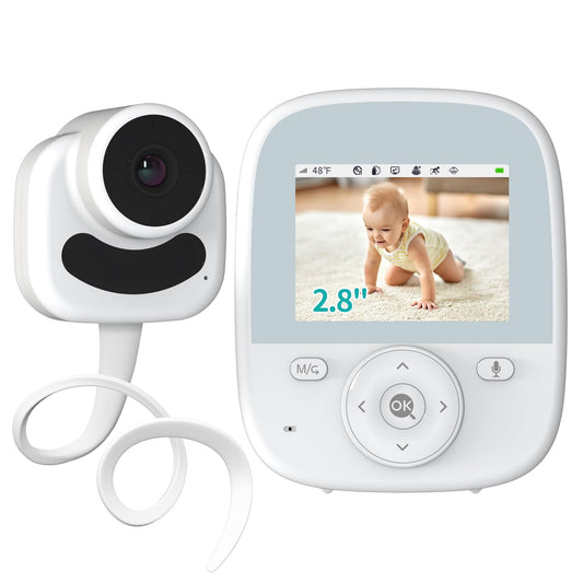 VIZOLINK Baby Monitor with Camera and Audio, 2.8" Video Baby Monitor with Secure Transmission No WiFi, Night Vision, Temperature Sensor, Two-Way Talk, Al Off-Lens Detection, Feeding Reminder