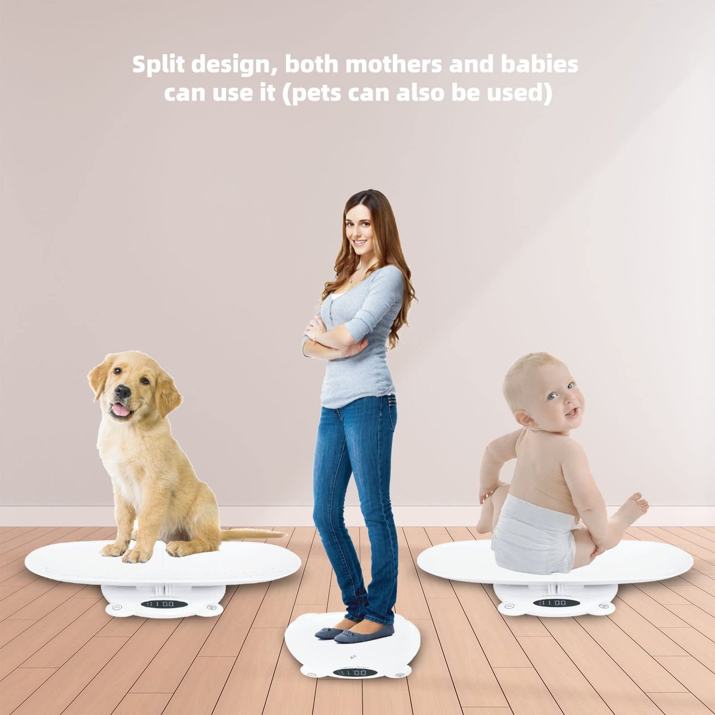 Simshine Digital Baby Scale Weight All Family, Weighing Newborn Wiggly Babies, Pets, Cat and Dog - Long Press Unit for 3 Seconds Flip The Display