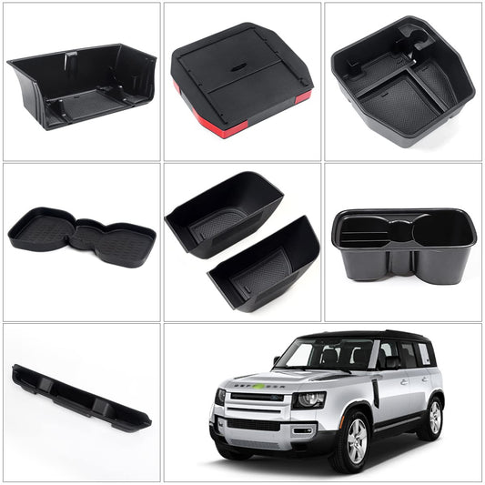 Karltys Center Console Hidden Organizer for Land Rover Defender Accessories Defender 90 110 130 2020-2025 2026 Armrest Hidden Storage Box Compartment