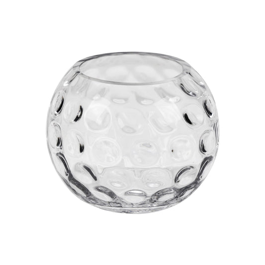 6.3" Dia Handmade Sturdy Dimpled Bubble Glass Vases, Bubble Planter Terrarium, Bud Vase, Fish Bowl Hurricane, Globe Flower Vase, Hurricane Candle Holder (6.3"x5.1", Bowl)