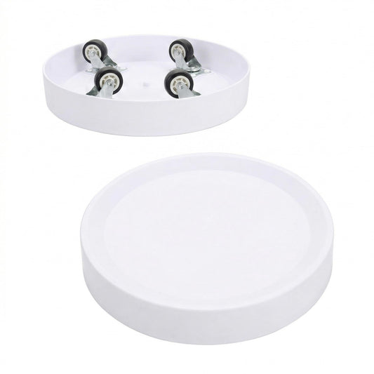 KangTeer 10inch Mobile Plant Stands with Wheels 2Pack White Plant Caddy with Hidden Wheels,Flower Pots Rolling Tary,Round Trolley for Indoor Outdoor (10inch)