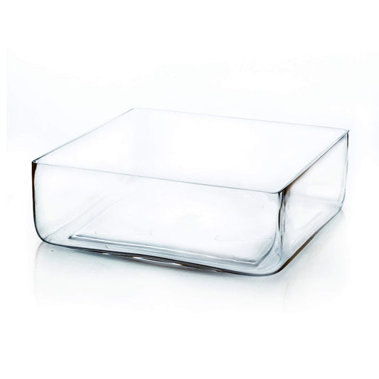 WGV Square Block Glass Vase, Length 12", Height 4", Clear Large Planter Terrarium, Floral Container for Wedding Party Event, Home Office Decor, 1 Piece