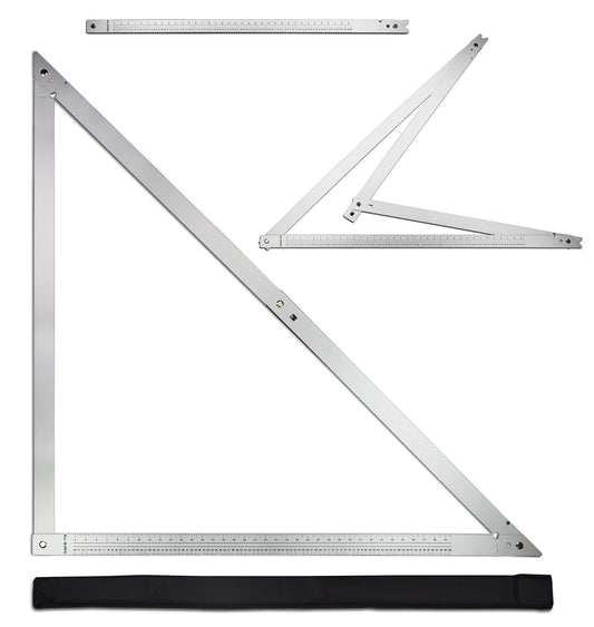 48 Aluminum Folding Square | Adjustable 45° & 90° Angles for Framing/Roofing/Staircases | Professional Woodworking & Construction Triangle Ruler Tool