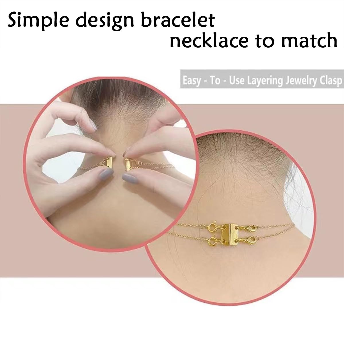 Layering Magnetic Necklace Clasps, Multiple Necklace Clasp,Necklace Clasps for Layered Look，Stainless Steel Chain Link Clasps for Necklaces and Bracelets, Silver, Gold (2golden 2silver A)
