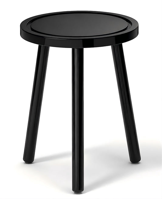 Vecxoty Wood Plant Stands Indoor, 16.7" Tall Plant Stand Outdoor Mid-Century Plant Stool, Single Plant Table Modern Small Round Side/End Table for Living Room, Balcony, Office(Black)
