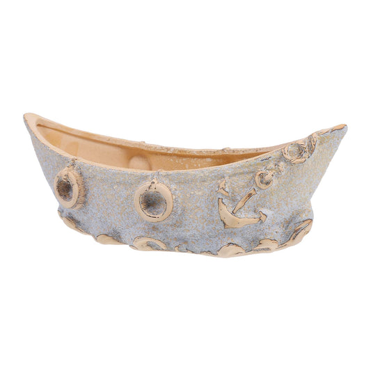 SEWACC Decorative Ceramic Flowerpot, Vintage Boat Modeling Planter, Multi-Color, 10.62 x 3.93 x 3.14 Inch, Home Plants Pot Random Color