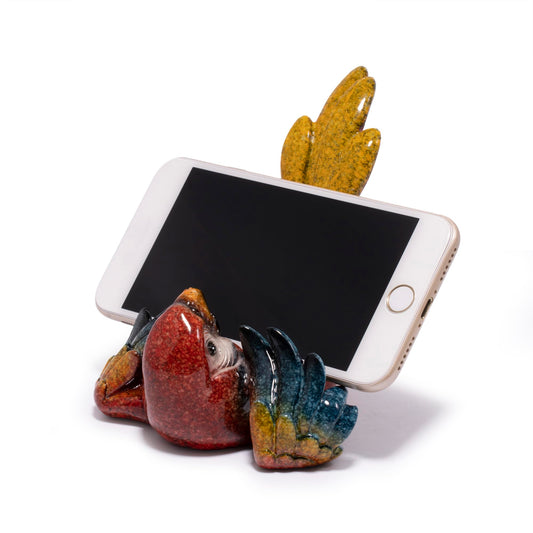 Hodao Cute Parrot Phone Stand Holder for Desk – Ocean & Animal Figurine Phone Holder Decoration Unique Gift for Friends, Family, Office & Home Decor (Red-Parrot)