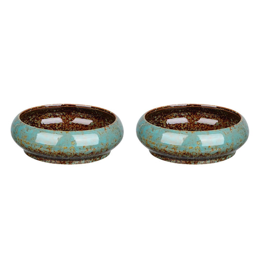 DOITOOL 2Pcs Bonsai Pot Indoor Hydroponic Planters Succulent Round Bowls for Planting in Water Lily Planter Ceramic Hydroponic Plant Pots